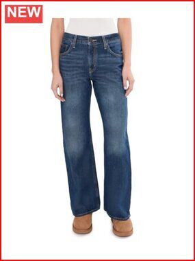 Women's Loose Mid Rise Bootcut Jeans Non-Stretch Denim